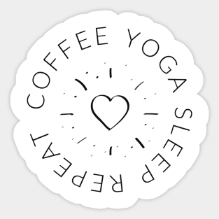 coffee yoga sleep repeat by kaziknows Sticker